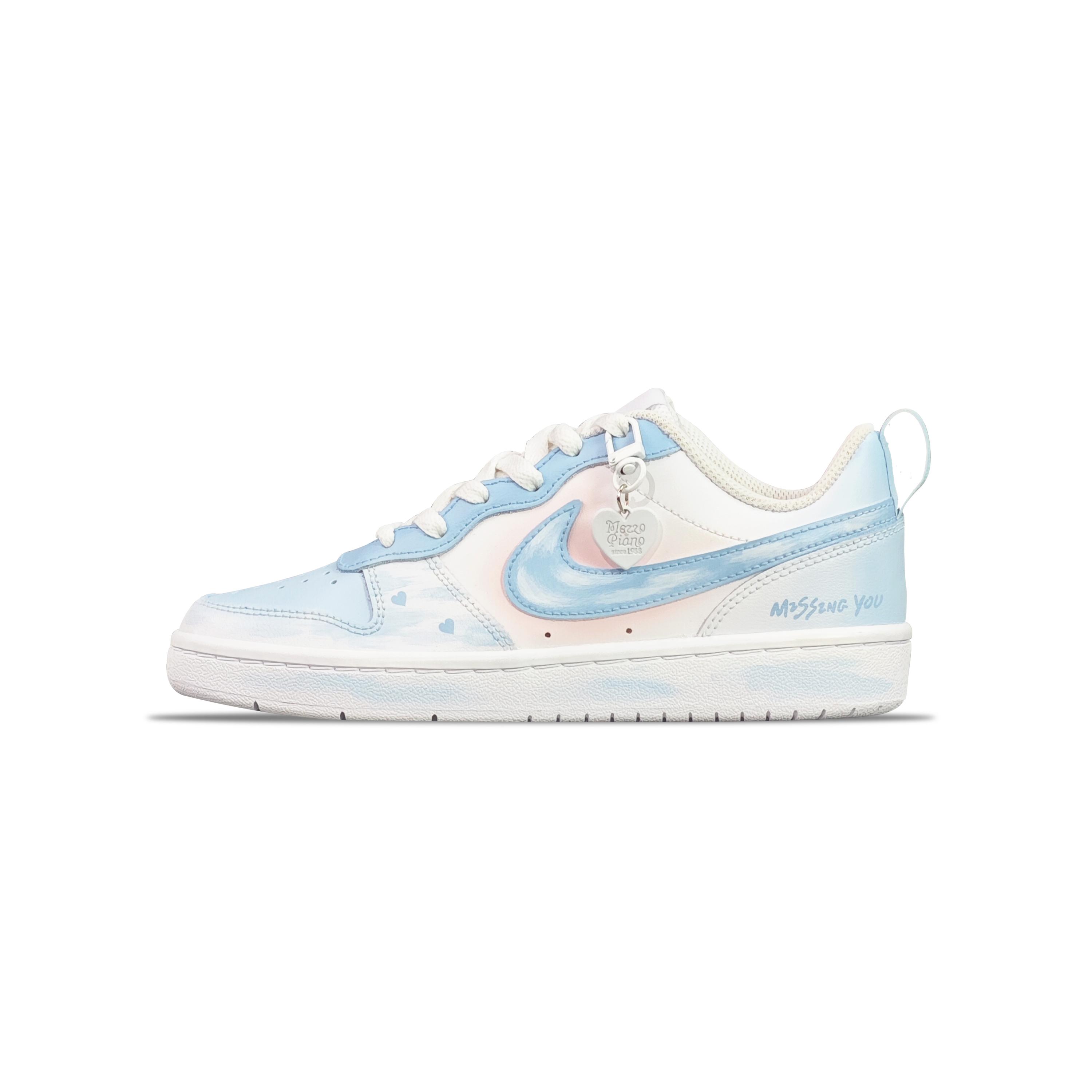 

Nike Court Borough Slip Resistant Abrasion Resistant Low top Skateboard Shoes GS Blue White BQ5448-100(TeamEight-) 36