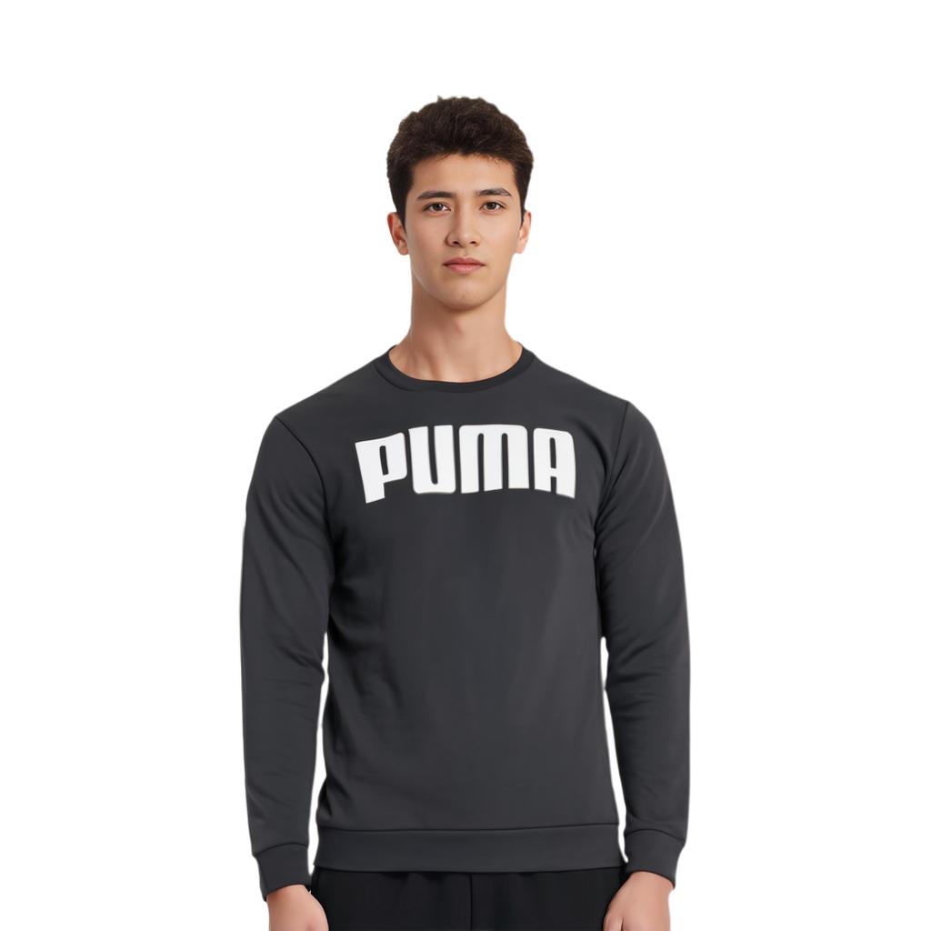 Puma Logo Crew Neck Sweatshirt Men Tops Black 855227-01