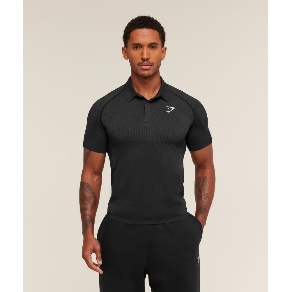 Gymshark Vital Polo Black Silhouette Grey A2c8z Bbmw