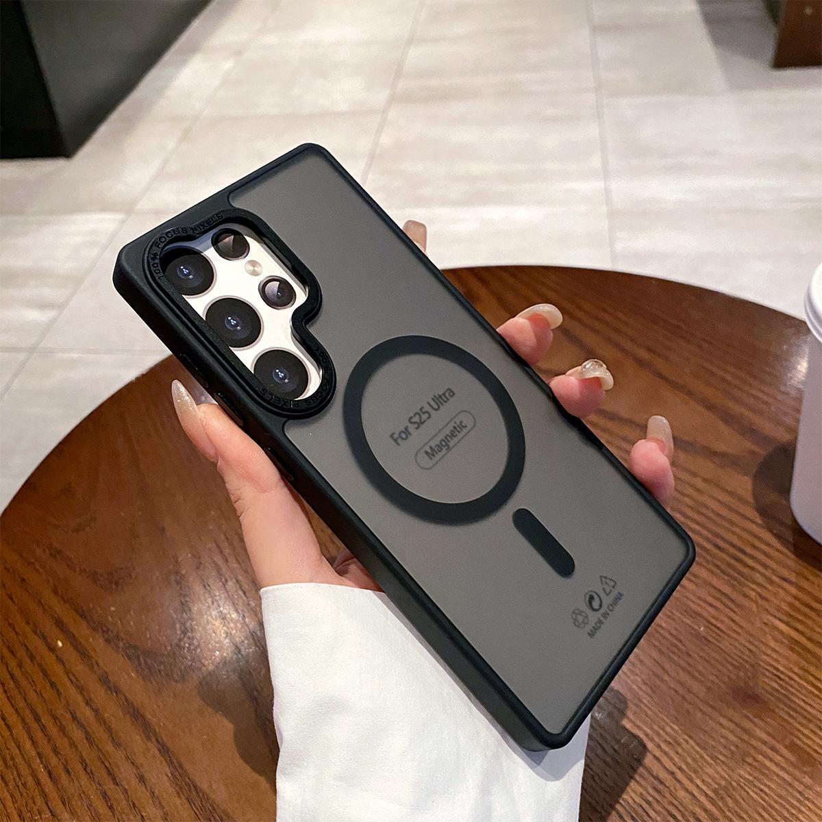 

For Samsung S25u Metal Lens Frame Frosted Skin Magnetic Phone Case Non-yellowing Creative Fashion High-end Model Samsung S25EDGE