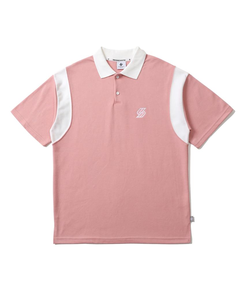 Sseochi410 Varsity Polo Shirt Pink