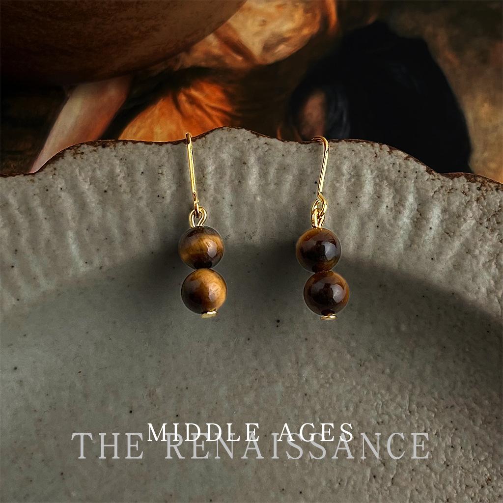 Серьги в средневековом стиле из натурального камня тигровый глаз ретро легкая роскошь стиль Майяр серьги с темпераментом женские