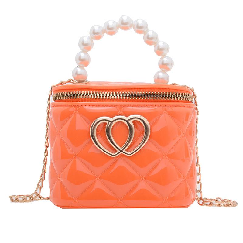 Girls Bag Fashion Pearl Handbag Children Little Girl Back Spring And Summer Jelly Cosmetic Bag