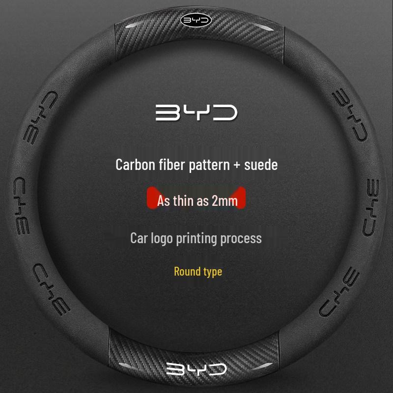 BYD Song PLUS Steering Wheel Cover for Han EV, Tang/Yuan Pro, Dolphin, Seagull, Qin - Genuine Leather