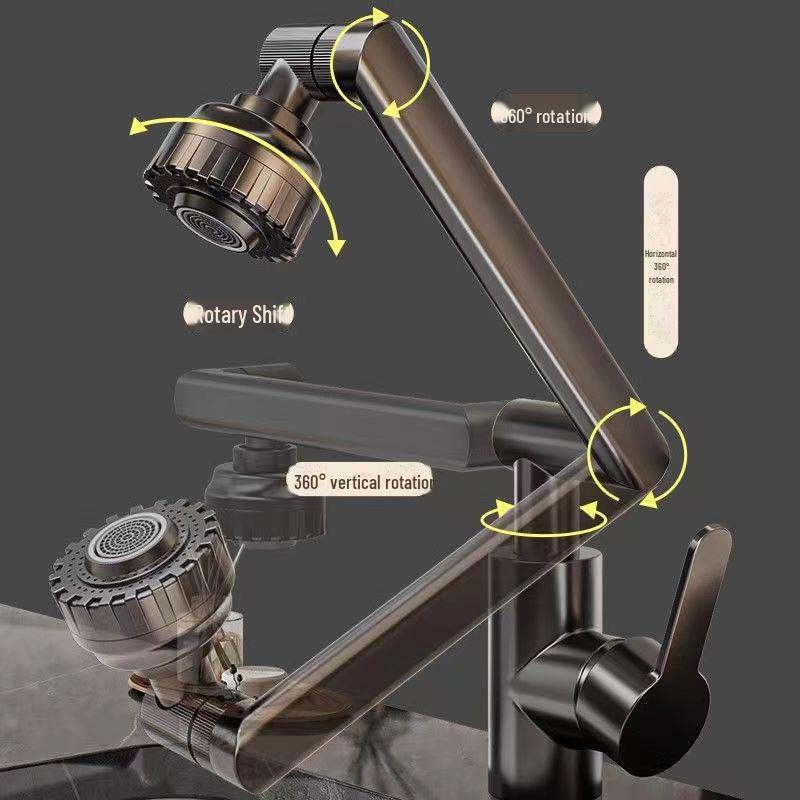 Adjustable Dual-Speed Hot & Cold Universal Faucet with Lucky Cat Design