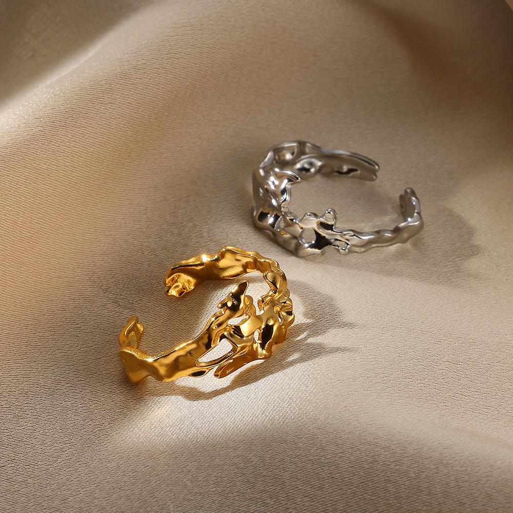 Stainless Steel Geometric Irregular Snake Ring