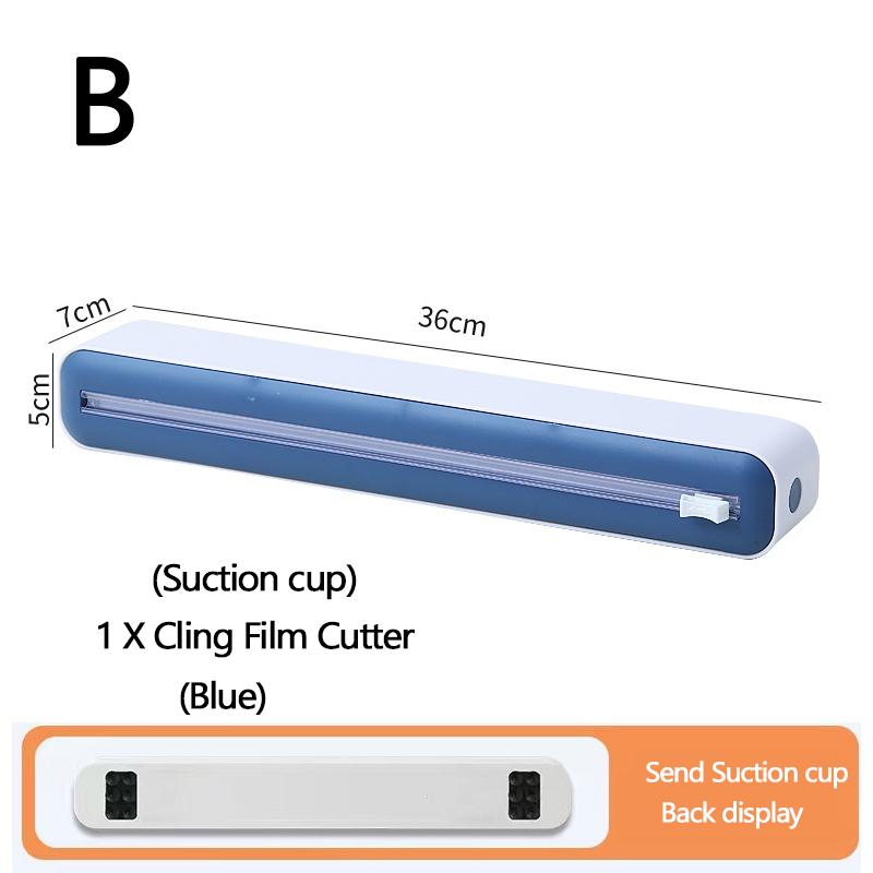 Plastic Wrap Dispenser with Slide Cutter Reusable Food Wrap Cutter Household Cling Film Cutter Refillable Cling Film Dispenser