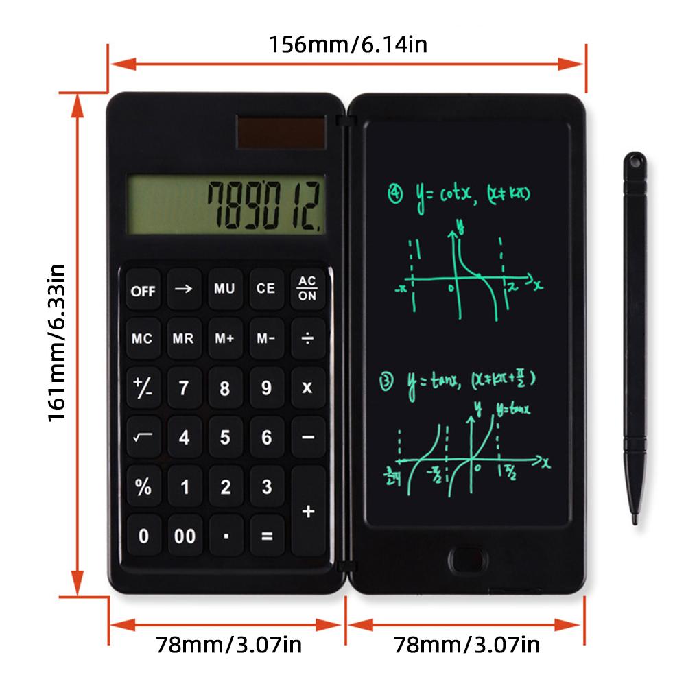 Scientific Calculator with 6 Inch Writing Board and Pen Dual Power Solar and Battery Operated Foldable Functions