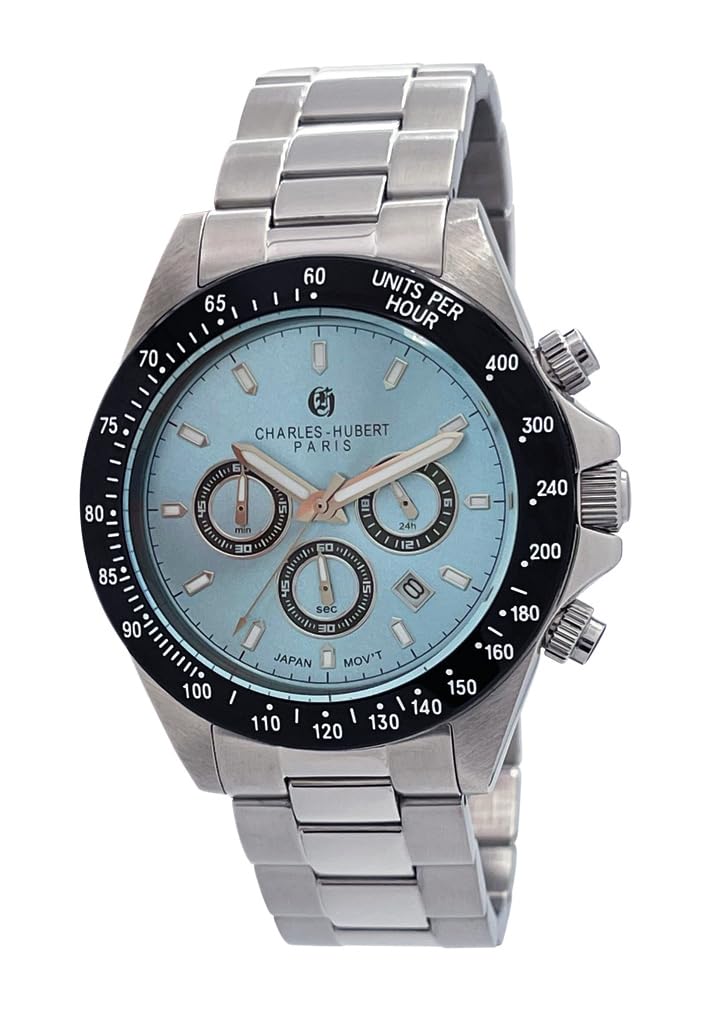 Charles Hubert Men's Chronograph Date Watch 4032-W, Silver