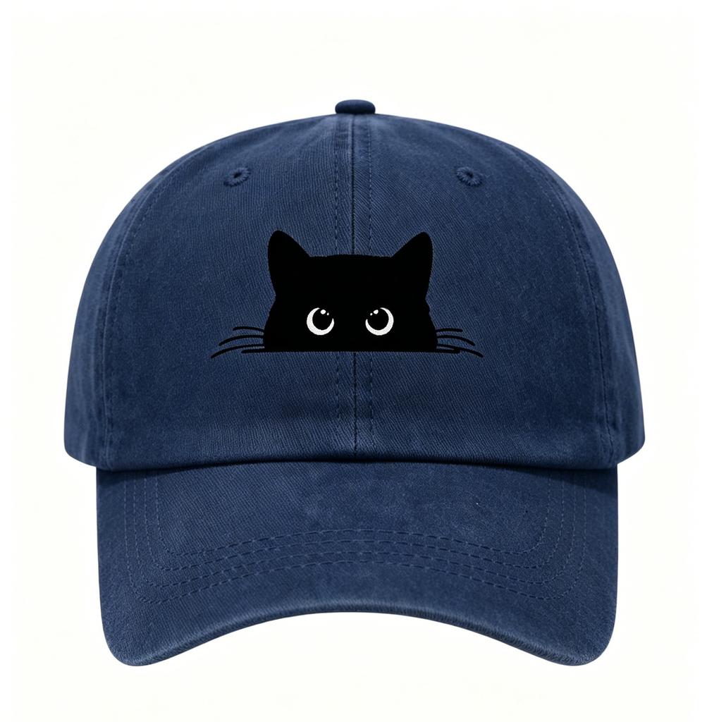 Small Black Cat Print Retro Street Feng Shui Wash Men and Women Baseball Cap Casual Outdoor Sun Hat