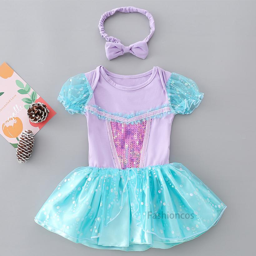 Baby Romper Tutu Dress with Headband Infant Baby Girl Princess Clothes Cute Design Kids Dress Halloween Party Costumes Outfit