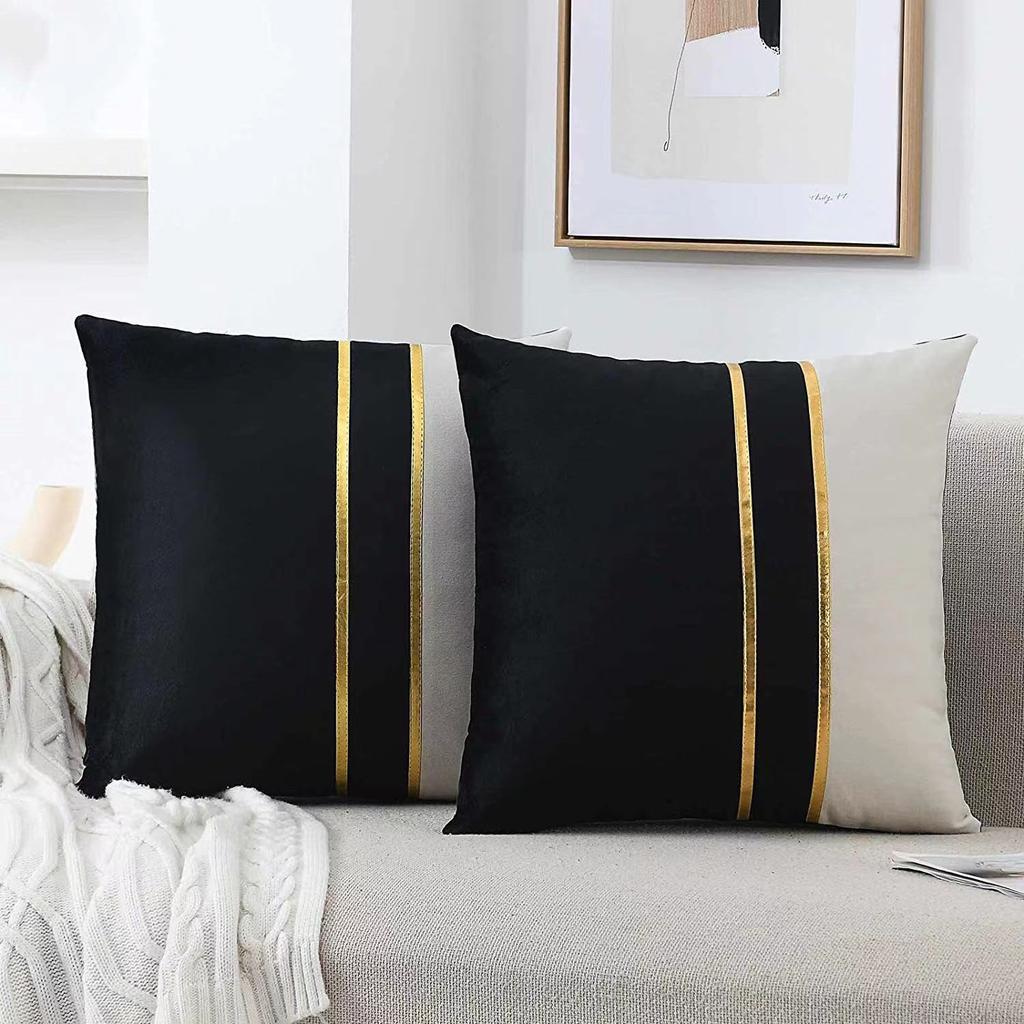 2pcs Modern Velvet Sofa Cushion Cover,Soft and Comfortable Pillow Cover, For Living Room Bedroom Car Office Home Decor,18*18in,No Pillow Insert