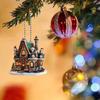 1 stücke/5 stücke Neue acryl flache 2D Weihnachten haus floral Weihnachten baum anhänger hause dekoration auto hinten spiegel anhänger schlüssel anhänger