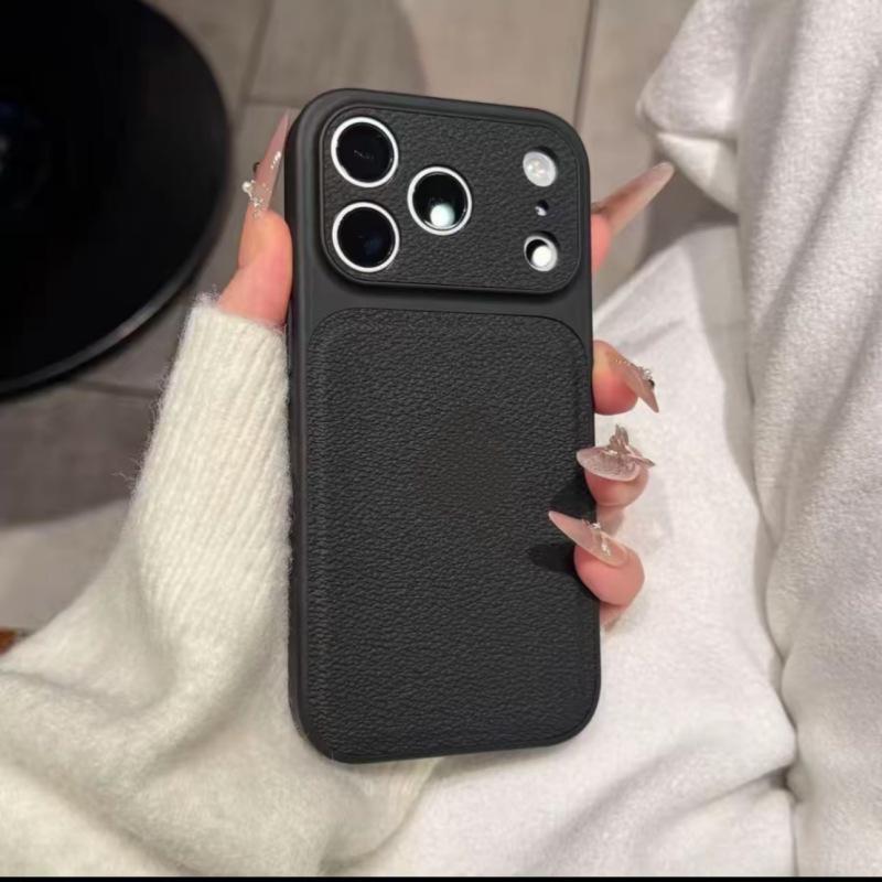 Jesienno-zimowe etui na telefon o fakturze liczi do iPhone 17 Pro Max, 16 i 15