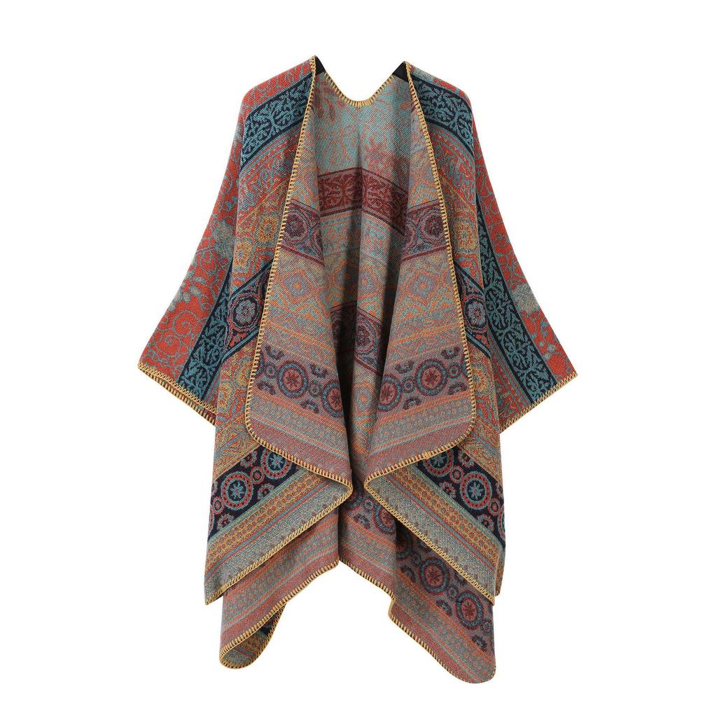 Women's Ethnic Shawl: Northwest Travel Cape, Thick Warm Scarf Cloak