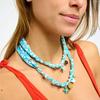 Colorful Marine Life Necklace with Shell Pendants & Silk Scarf - Gold Plated, European & American Beach Series