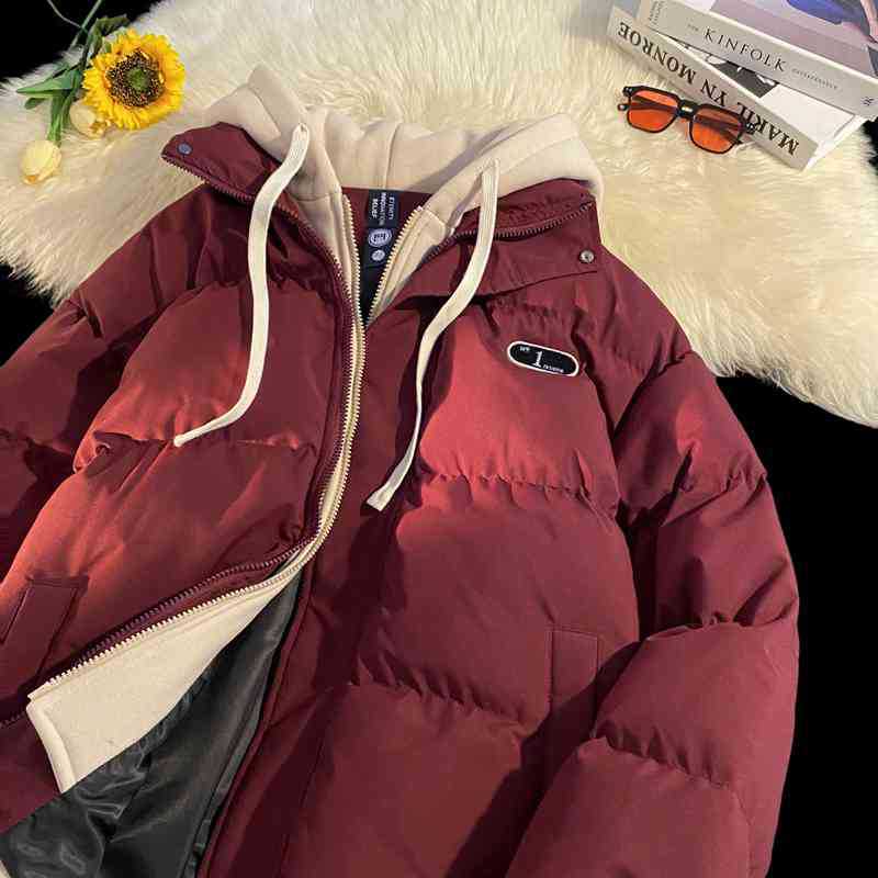 

Новая фейковая двухпредметная хлопковая куртка пуховик женский зимний американский трендовый парный куртка-пуховик 3XL [Height 190-200CM Weight 200-110kg]