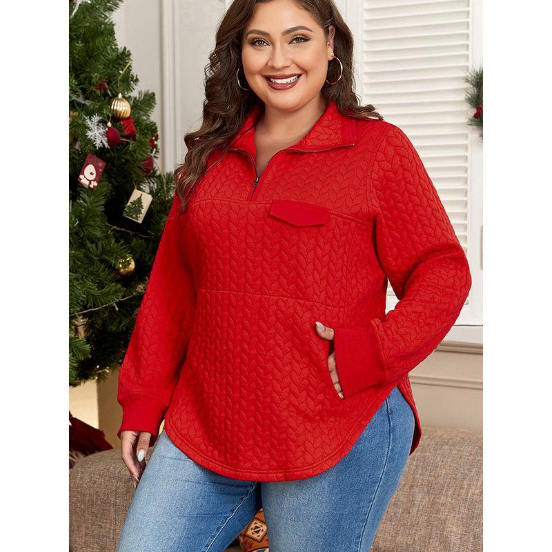 American Shiying Plus Size Half Zipper Pullover Knitwear Female 2025 Winter New Arrival Pure Color Hoodless Sweater Female