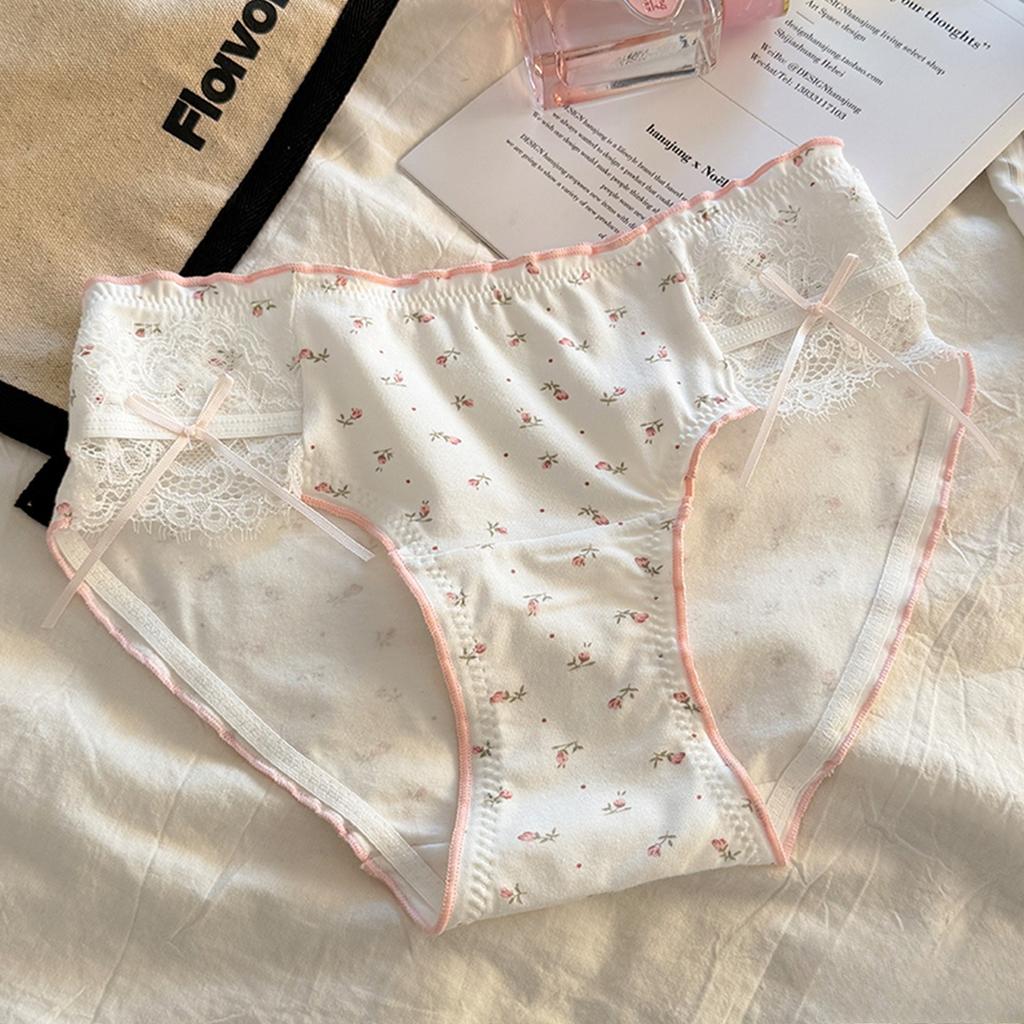 Women's New Summer Sweet Floral Cotton 10A Antibacterial Extended Comfortable Breathable Briefs