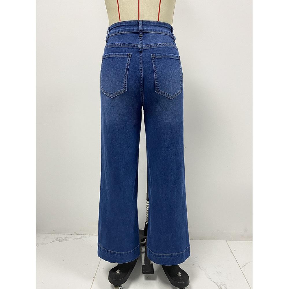 Dámské džínové džíny s vysokým pasem Vintage široké nohavice rovného střihu Dámské ležérní kalhoty s kapsami Pantalones de mujer