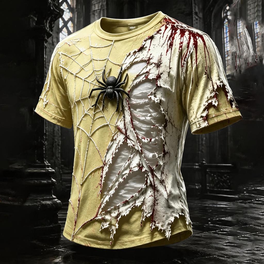 Men's Halloween Print Neck T-Shirt
