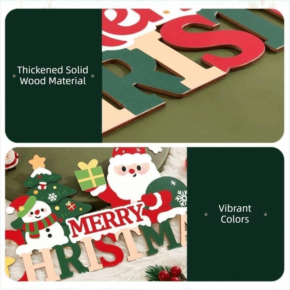 3D Wooden Christmas Door Sign Light Up Wooden Christmas Ornament Party Supplies
