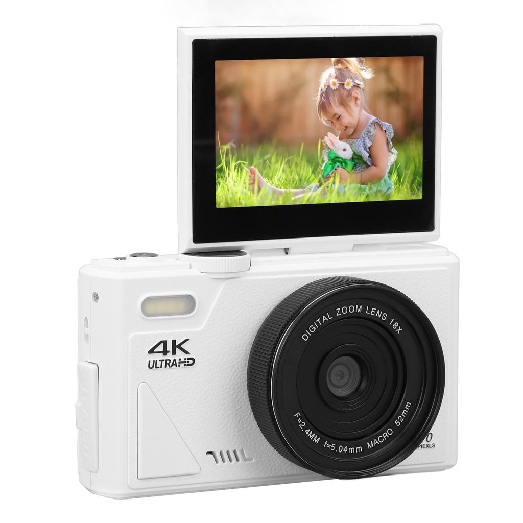 4K Digital Camera 64MP UHD 18X Zoom Auto Retro Compact Digital Camera with 3 Inch Screen for Travel Photography