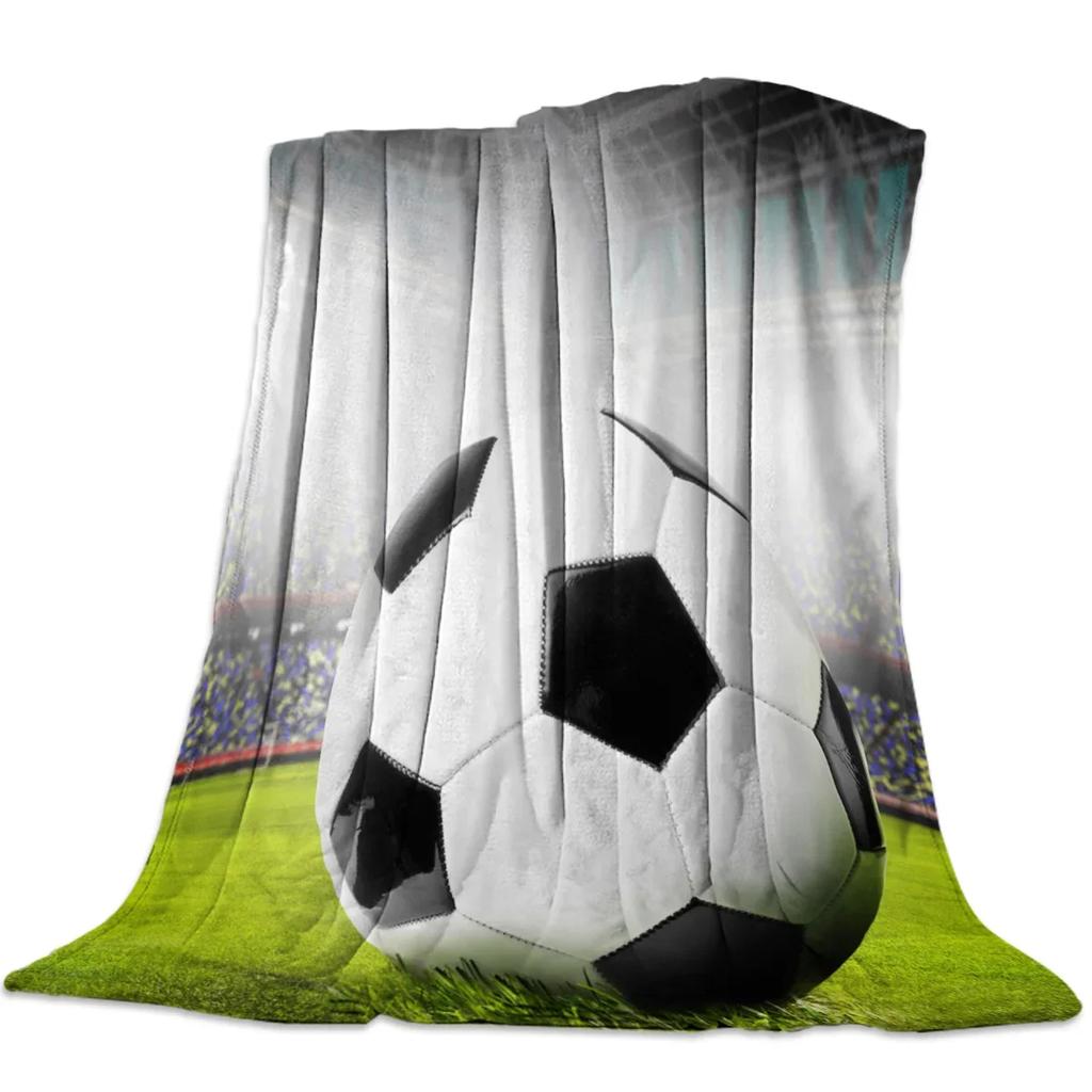 Soccer Ball Sport Football Print Blankets Coverlet Throw Cover Fleece Comfort Warm Flannel Blanket for Indoor Couch Home Decor