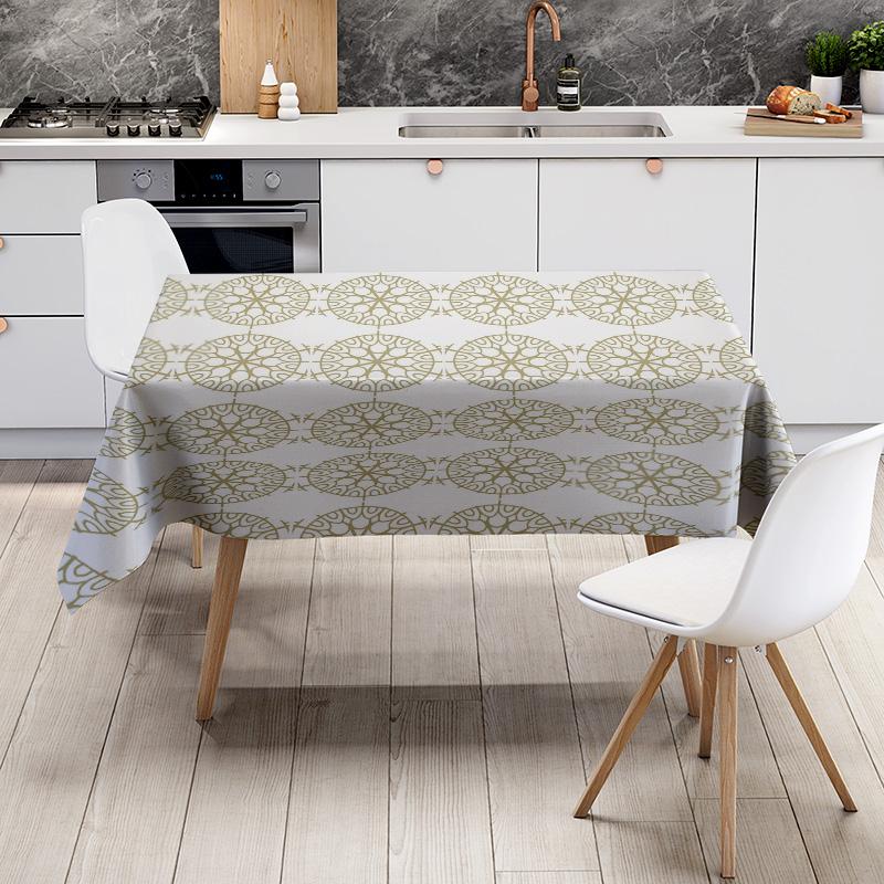 Green White Leaves Printed Tablecloth Modern Flower Patterned Kitchen Home Decor Table Cover For Dining Room 51 X 78 Inches