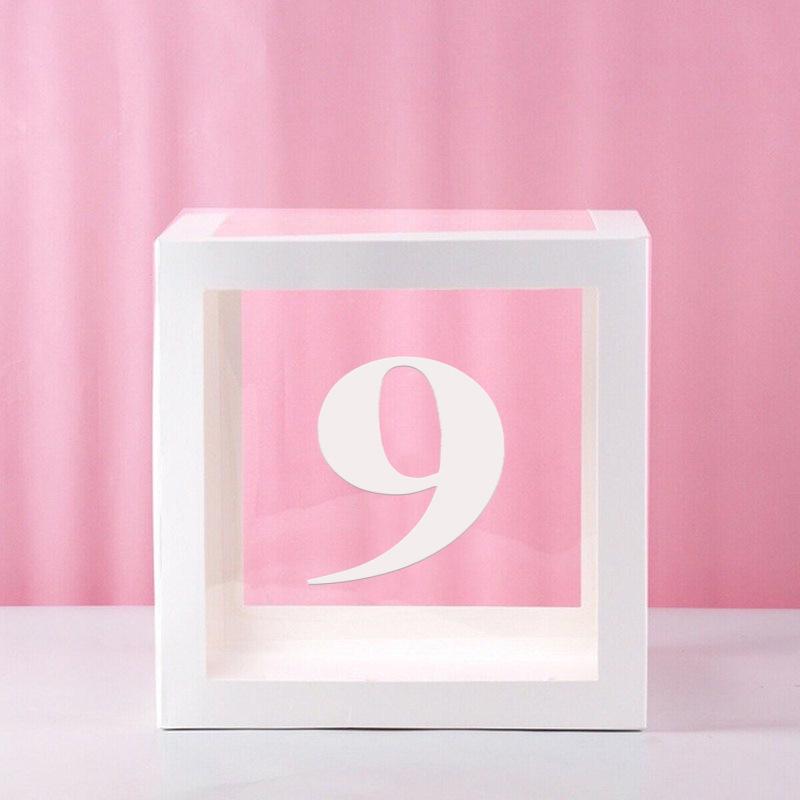 Clear Balloon Box with 26 White Letters for Birthday Party and Baby's First Birthday Decoration