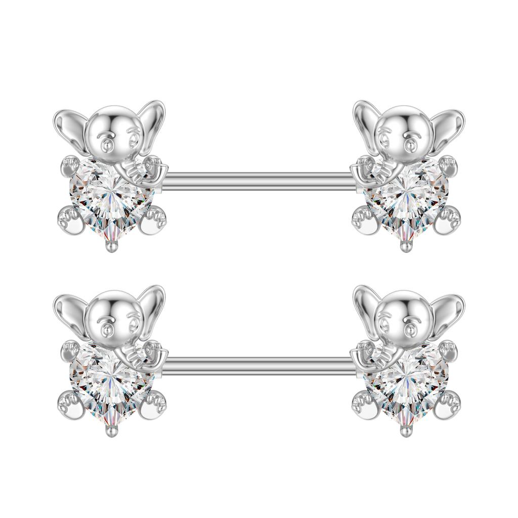 2pcs 316L Steel Maple Leaf Nipple Rings Barbell Butterfly Wing Shield Piercing for Women Girls Sexy Nipple Piercing Body Jewelry