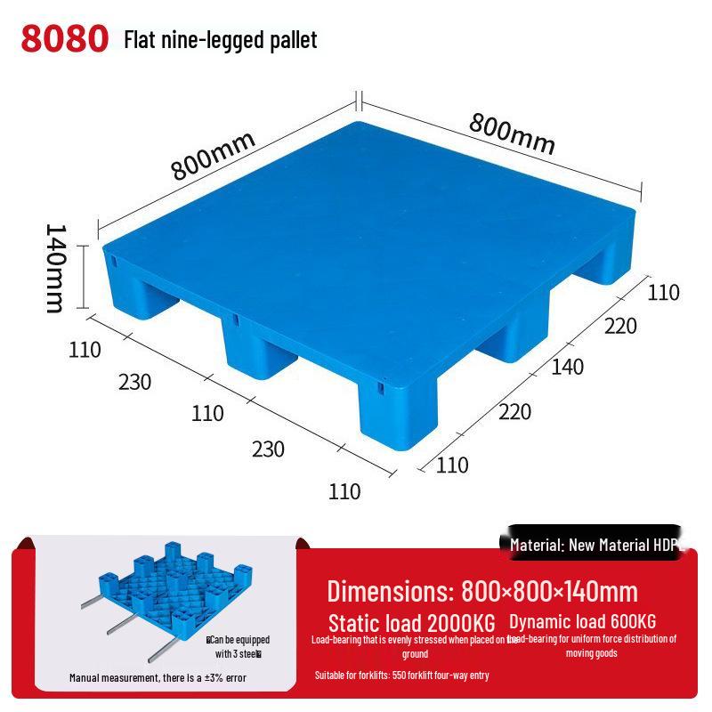 Warehouse Grid Plastic Pallet: Thickened Moisture-Proof Single-Sided Floor Mat for Logistics.