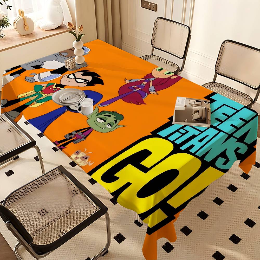 T-Teen Cartoon T-Titans Go Polyester Waterdicht Tafelkleed Nachtkastje Stofdicht Decoratief Doek Kamer Koffietafelkleed 150x180cm