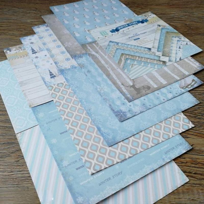 24 Sheets Winter Story Patterned Paper Scrapbooking Paper Pack Handmade Craft Paper Craft Background Pad Single-side Printed