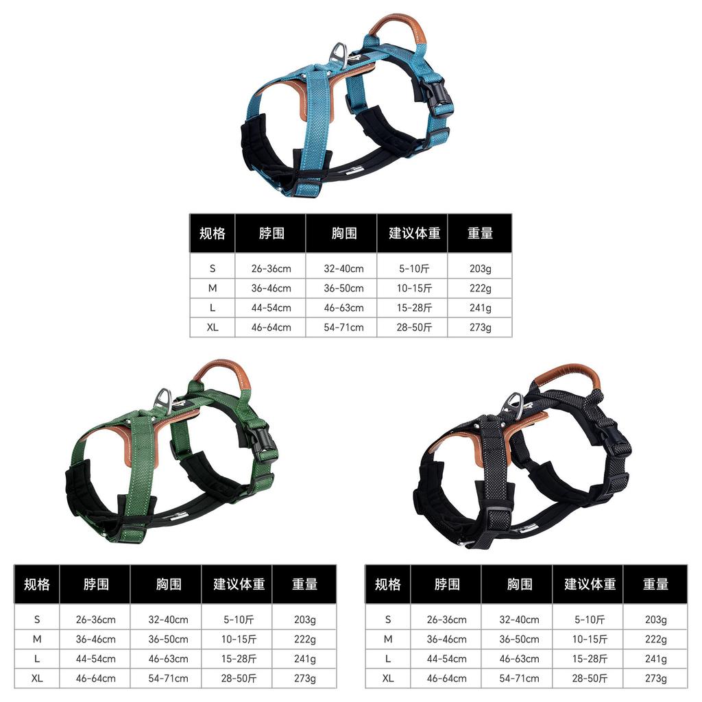 Pet Harness With Reinforced Leather Back Support No Resist Durable For Active Dogs