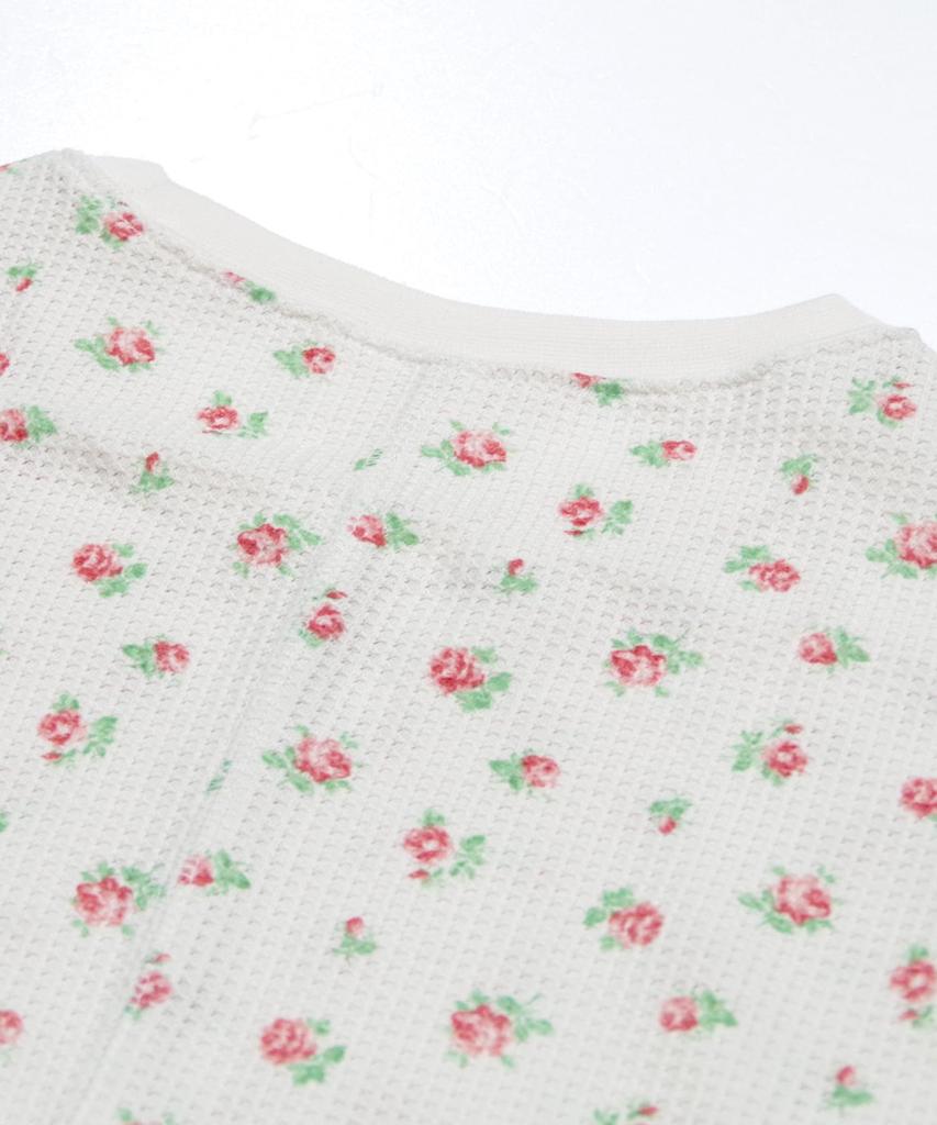Morgan Pink Waffle Floral Print Long Sleeve J.E. Women's T-Shirt (Pack)