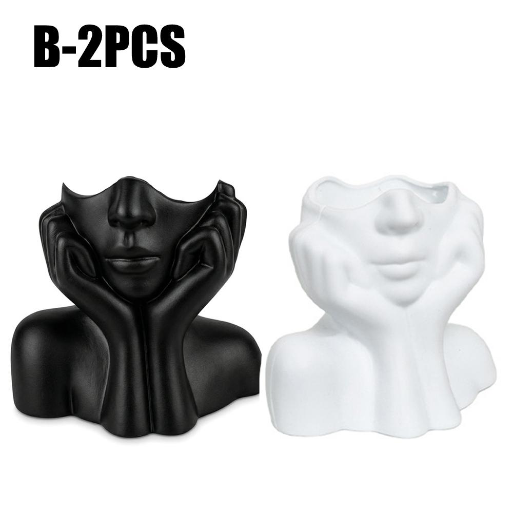 Gesicht Körper Kunst Make-up Pinselhalter Schreibtisch Aufbewahrungs-Organizer Badezimmer Kosmetik Aufbewahrungsbox Halbgesichts Porträt Kunst Vase Dekor