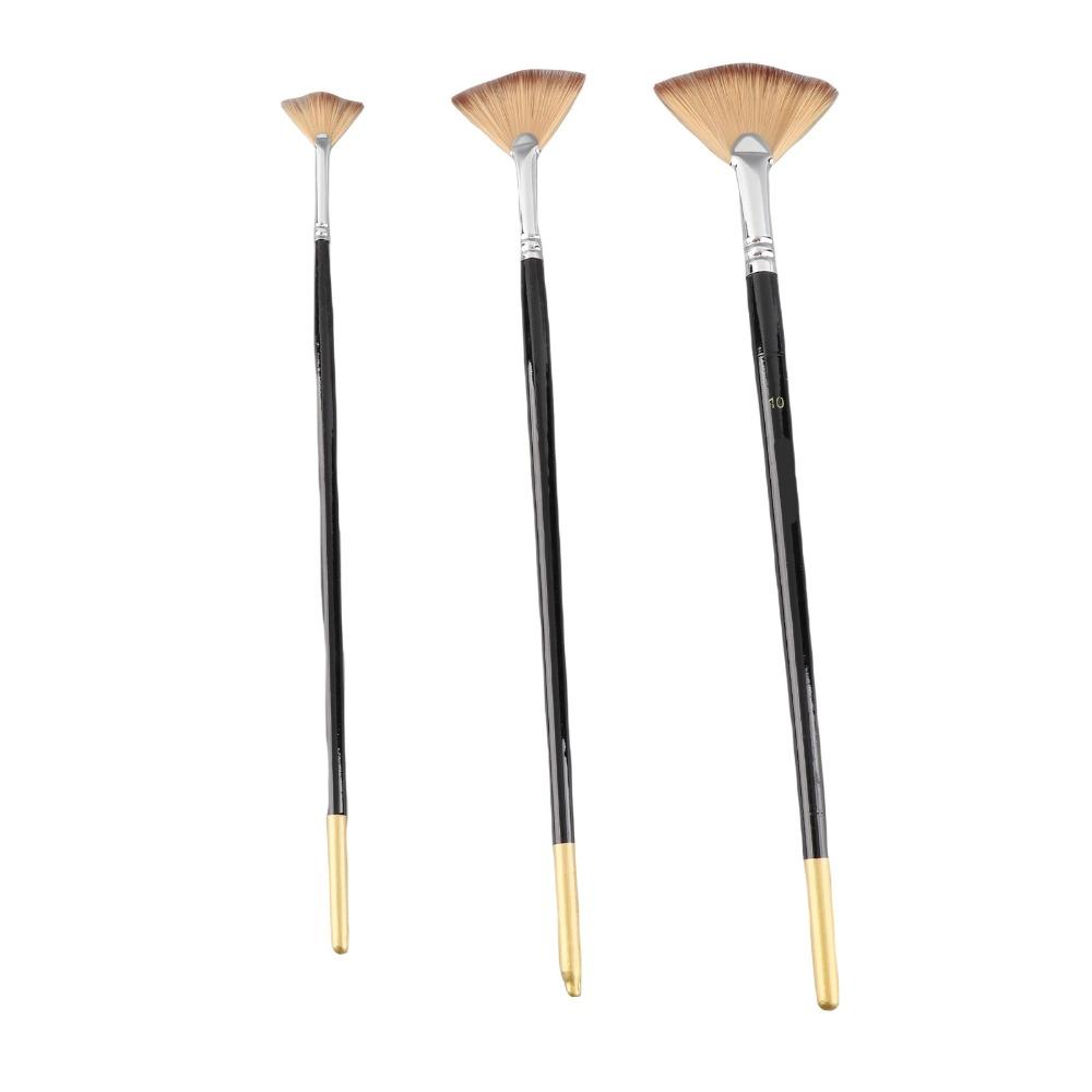 6pcs Nylon Hair Fan Paint Brush Set Soft brush strands Grainer Brush Set Gouache Painting