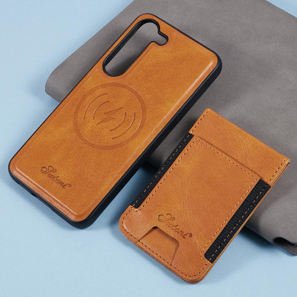 SUTENI H17 For Samsung Galaxy S23 Magnetic Case Card Holder Kickstand Phone Cover
