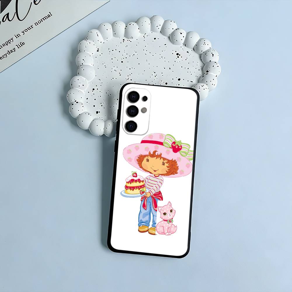 Pink S-Strawberry -S-Shortcake Phone Case For Samsung S25,S24,S21,S22,S23,S30,Ultra,S20,Plus,Fe,Lite,Black Soft Silicone