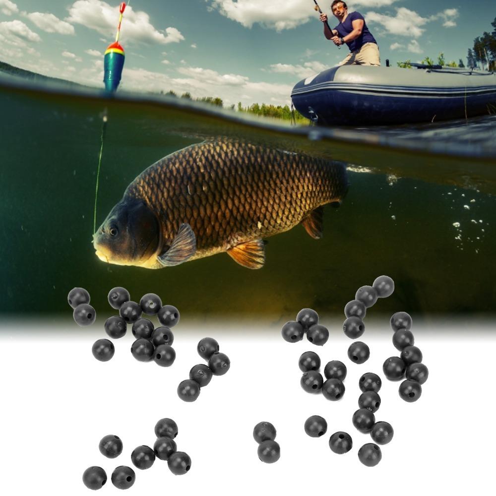 100PCS Soft Fishing Rig Beads 8mm Diameter Fishing Shock Beads  For Terminal Rig Tackle Black-8mm-100PCS