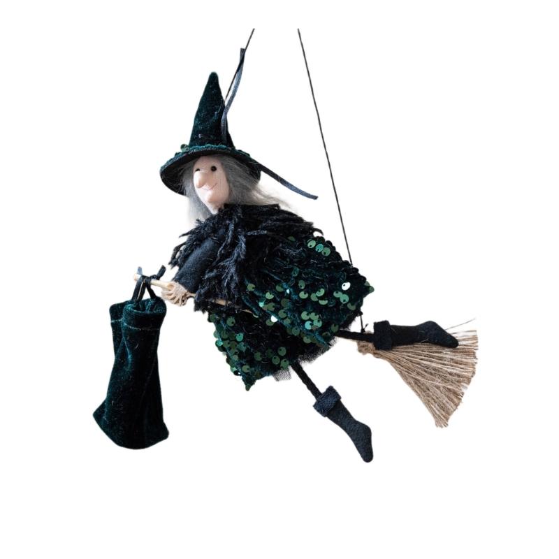 

Witch Costume Accessories Set With Broom Bag And Hat In 3 Color Halloweens Property Set For Halloweens Cosplays Event 1 зелёный