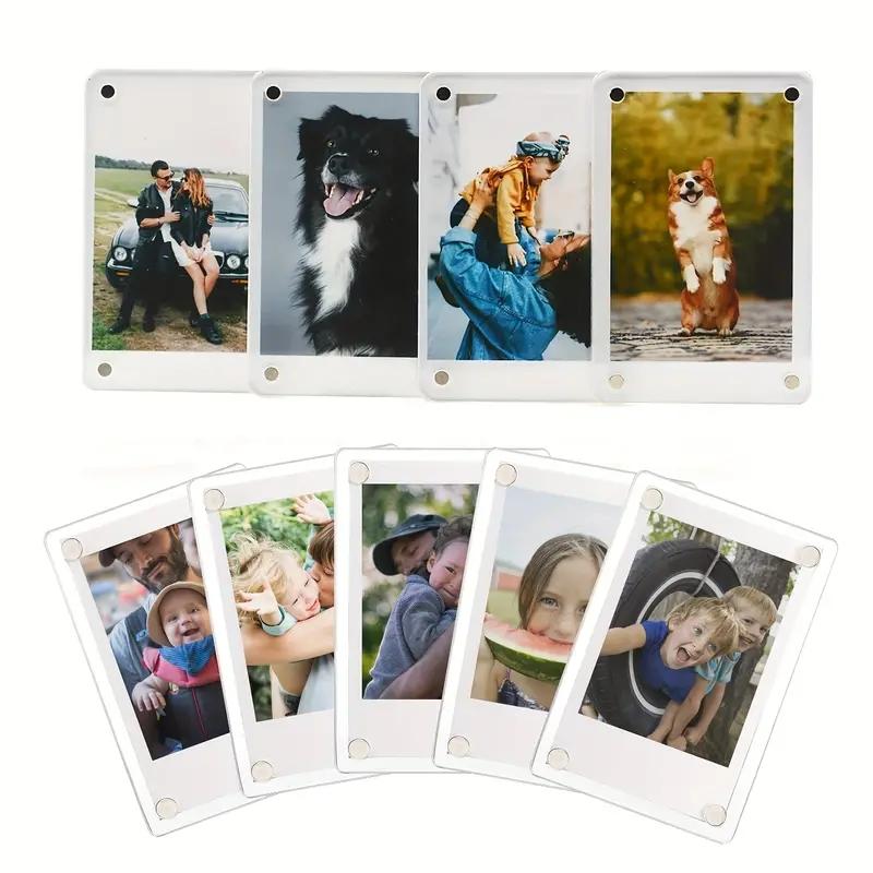 Acrylic Magnetic Photo Frames Refrigerator Mini Picture Frames Magnets Double Sided Wallet Size Fridge Frames for Polaroid Film