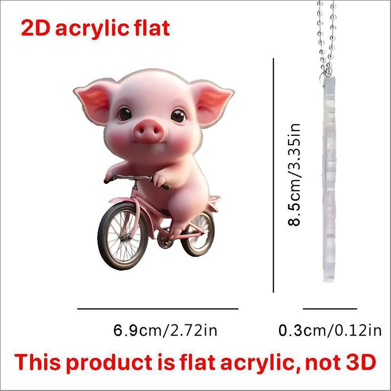 Cute Pig Car Interior Acrylic Pendant Lovely Auto Keychain Hanging Ornament Universal Fit Car Decoration Accessories For Key Bag