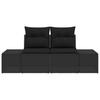 Garden Sofa with Cushions Black 184 x 62 x 69 cm Poly Rattan