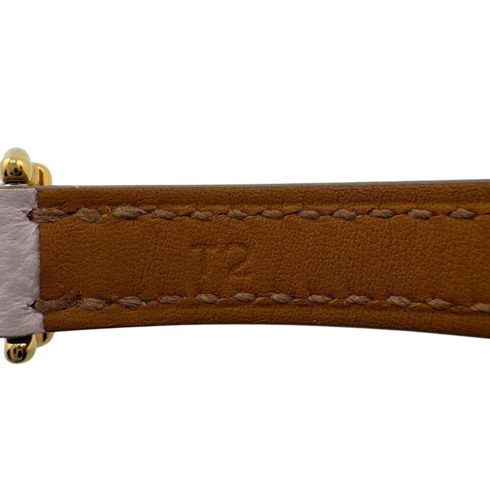 Hermes Leather Croisier Double Tour Bracelet Pink Leather Women Used