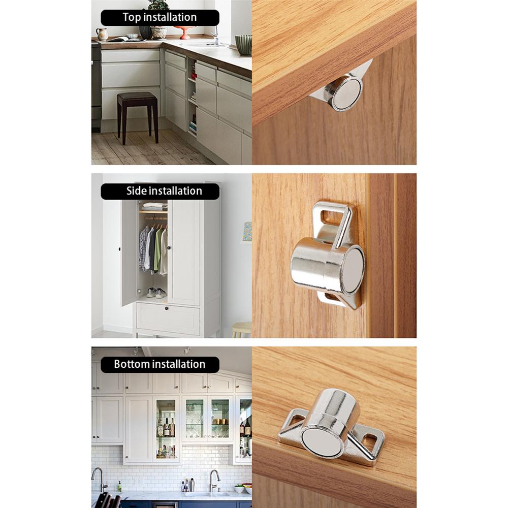 Magnet Cabinet Door Catch Zinc Alloy Furniture Door Stopper Hardware with Neodymium Magnet Cabinet Latch for Kitchen Cupboard