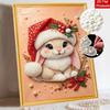 DIY Pearl Bead Painting Kit Adorable Bunny Christmas Stress Relief Craft Frameless 3D Canvas Art for Adults Home Decoration Gift
