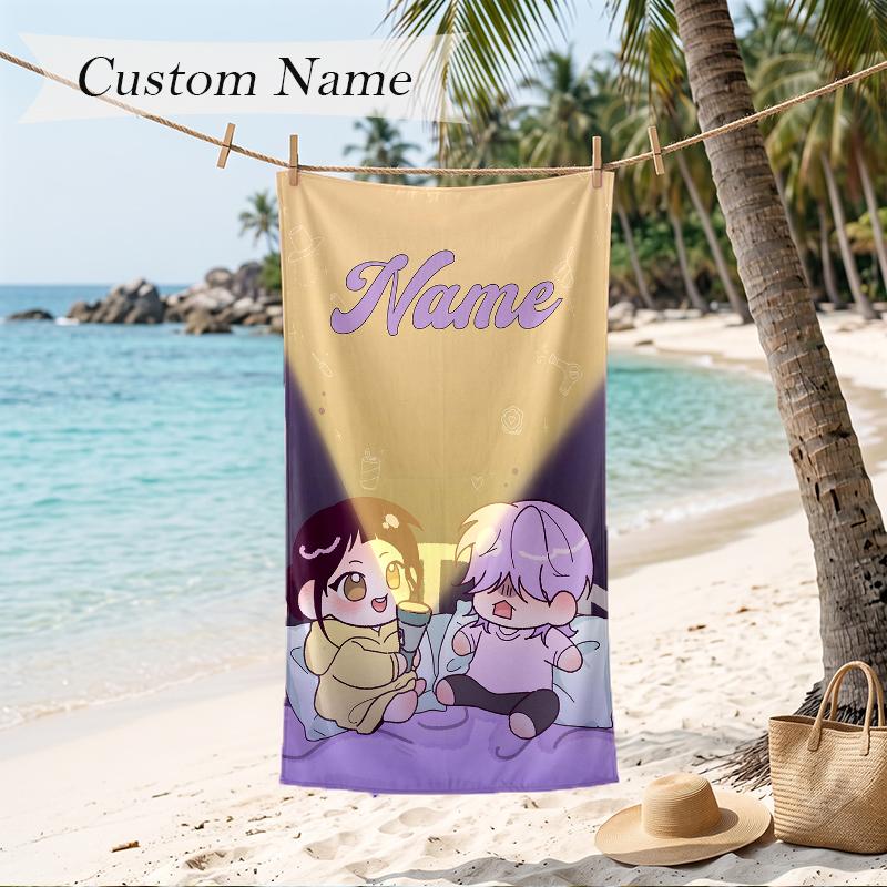 Zoey Custom Name Printed Beach Towel Personalized Soft Towel For Swimming Beach Travel