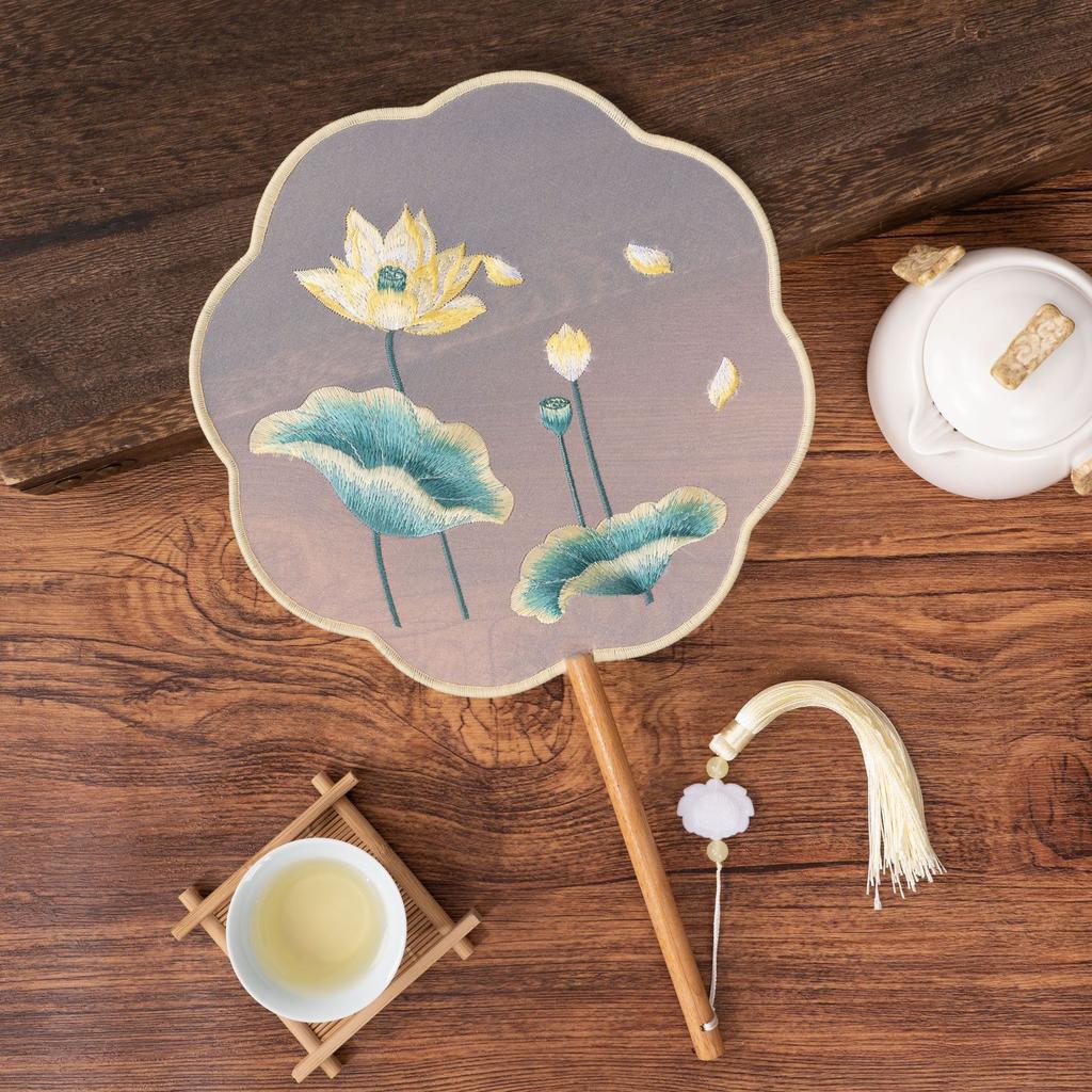 Antique Sle Round Fan Handicrt Dance Costume Qipao Special Ape Suzhou Embroidery F Transparent Double Sided Fan